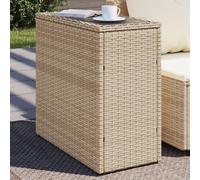 vidaXL Mesa auxiliar jardín tapa vidrio ratán PE beige 58x27,5x55 cm