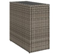 vidaXL Mesa auxiliar jardín con tapa de vidrio, ratán PE gris 58x27,5x55 cm
