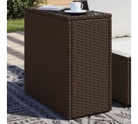 vidaXL Mesa auxiliar jardín tapa vidrio ratán PE marrón 58x27,5x55 cm