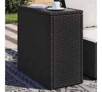 vidaXL Mesa auxiliar jardín tapa vidrio ratán PE negro 58x27,5x55 cm