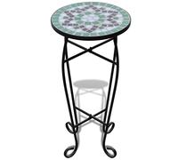 vidaXL Mesa Auxiliar Mosaico para Plantas Verde y Blanca