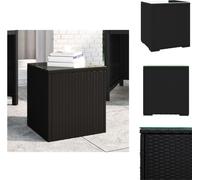 vidaXL Mesa auxiliar negra de 40x37x40,5 cm, fabricada en polirattan y cristal templado - Mesas auxiliares