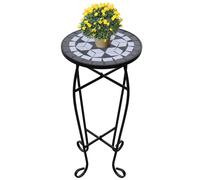 vidaXL Mesa auxiliar para plantas mosaico negro y blanco