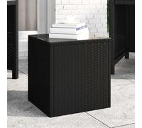 vidaXL Mesa auxiliar ratán PE y vidrio templado negro 40x37x40,5 cm