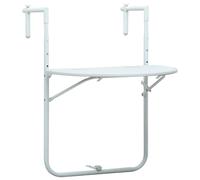 vidaXL Mesa balcón colgante plástico aspecto ratán blanco 60x64x83,5cm