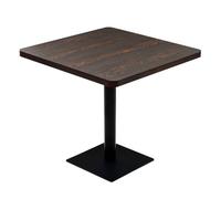 Vidaxl mesa bar bistró mdf y acero cuadrada fresno oscuro 80x80x75 cm