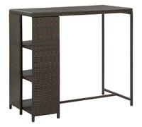 vidaXL Mesa bar estante almacenaje 120x60x110cm ratán sintético marrón
