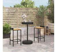 vidaXL Mesa bar y taburetes jardín 3 pzas madera acacia ratán PE negro