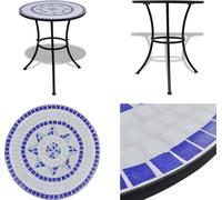 vidaXL Mesa bistró azul y blanca de 60 cm con mosaico - Mesa - Mesas - Mesa de jardín - Mesas de jardín