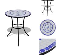 vidaXL Mesa bistró azul y blanca de 60 cm con mosaico - Mesas de jardín