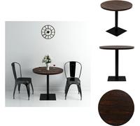 vidaXL - Mesa bistró de MDF y acero, redonda, 80x75 cm, color nogal oscuro - Mesas de comedor