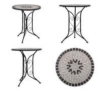 vidaXL Mesa bistró de mosaico, color gris, 61 cm, cerámica - Mesa - Mesas - Mesa de mosaico - Mesas de mosaico