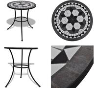 vidaXL Mesa bistró negra y blanca de 60 cm con mosaico - Mesa - Mesas - Mesa de jardín - Mesas de jardín