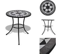 vidaXL Mesa bistró negra y blanca de 60 cm con mosaico - Mesas de jardín