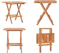vidaXL Mesa bistró plegable de teca maciza, 60 x 60 x 65 cm - Mesa bistró - Mesas bistró - Mesa para balcón - Mesas para balcón
