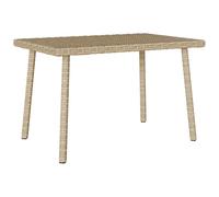 vidaXL Mesa de centro jardín rectangular ratán sintético beige 60x40x37 cm