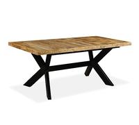 vidaXL Mesa de comedor 180 cm - Madera maciza de mango con cruz de acero
