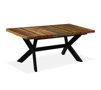 vidaXL Mesa Comedor 180 cm Reciclada Cruz Acero Consola Cocina Madera Maciza