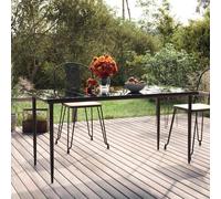 vidaXL Mesa comedor jardín acero y vidrio templado negro 160x80x74 cm