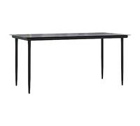 vidaXL Mesa Comedor Jardín Mueble Patas Rectangular Exterior Aire Libre Patio Terraza Cocina Comedor Hogar Acero y Vidrio Templado Negro