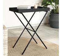 vidaXL Mesa con bandeja plegable ratán sintético negro 65x40x75 cm