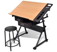 vidaXL Mesa de Dibujo inclinable con 2 cajones y Taburete