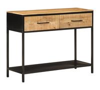 vidaXL Mesa consola madera maciza de mango y hierro 100x35x76 cm