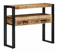 Mesas Auxiliares vidaXL Negras 90x33x75 cm de Madera Maciza de Mango y Metal