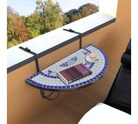 vidaXL Mesa de balcón colgante mosaico azul y blanco