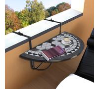 vidaXL Mesa de balcón colgante mosaico negro y blanco
