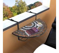 vidaXL Mesa de balcón colgante mosaico terracota y blanco