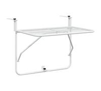 vidaXL Mesa de Balcón Mesita Colgante Plegable Auxiliar Terraza Patio Porche Barandilla Decoración Adorno Macetas Acero Blanca 60x40 cm