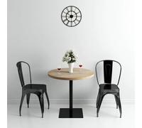 Mesa De Bar Bistró Mdf Y Acero Redonda 80x75 Cm Color Roble Vidaxl