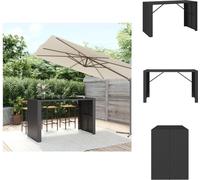 vidaXL Mesa de bar con encimera de vidrio, color , 185x80x110 cm, de ratán sintético - Mesas de jardín