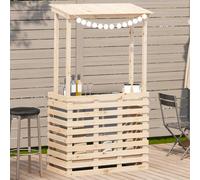 vidaXL Mesa de bar de jardín con techo madera maciza 112,5x57x195,5 cm