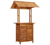 vidaXL Mesa de bar para jardín con tejado de madera de acacia 113x106x217 cm