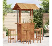vidaXL Mesa de bar para jardín con tejado de madera de acacia 113x106x217 cm