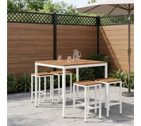 vidaXL Mesa de Bar para Jardín Natural y Blanco 110 x 108,5 x 105 cm