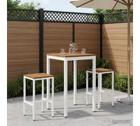vidaXL Mesa de Bar para Jardín Natural y Blanco 60 x 60,5 x 105 cm