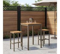 vidaXL Mesa de Bar para Jardín Natural y Café 60 x 60,5 x 105 cm