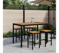 vidaXL Mesa de Bar para Jardín Natural y Negro 147 x 88,5 x 105 cm