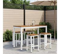 vidaXL Mesa de Bar para Jardín Natural y Blanco 108,5 x 55 x 105 cm