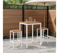vidaXL Mesa de Bar para Jardín Natural y Blanco 70 x 68,5 x 105 cm