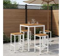 vidaXL Mesa de Bar para Jardín Natural y Blanco 80 x 80,5 x 105 cm