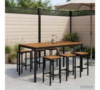 vidaXL Mesa de Bar para Jardín Natural y Negro 196 x 100,5 x 105 cm