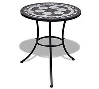 vidaXL Mesa de bistro terraza mosaico 60 cm en color Terracota y blanco/Azul/Negro y más | estructura resistente ideal para salón dormitorio o estudio