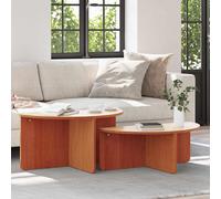 vidaXL Mesa de Café 2 pcs Marrón cera Madera maciza de pino