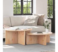 vidaXL Mesa de Café 2 pcs Natural Madera maciza de pino