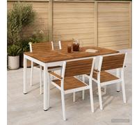 vidaXL Mesa de cena de jardín Natural y Blanco 141 x 80,5 x 75 cm