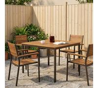 vidaXL Mesa de cena de jardín Natural y Café 110 x 108,5 x 75 cm